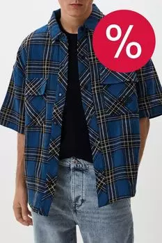 Рубашка хлопковая с коротким рукавом в клетку The Couture Club