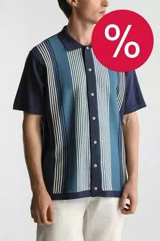 Рубашка хлопковая с коротким рукавом в полоску Blend