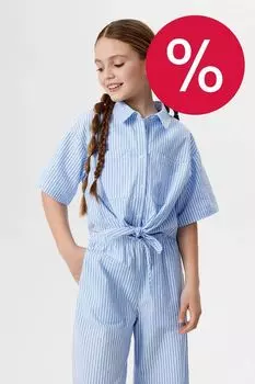 Рубашка хлопковая с коротким рукавом в полоску ACOOLA