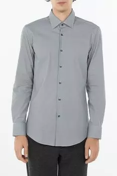 Рубашка хлопковая с мелким принтом BOSS