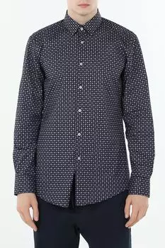 Рубашка хлопковая с мелким принтом BOSS