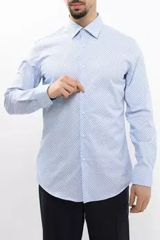 Рубашка хлопковая с мелким принтом BOSS