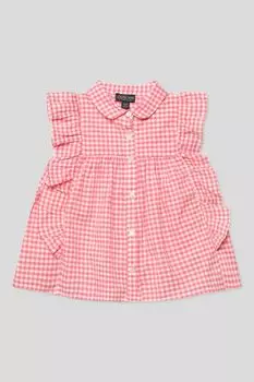 Рубашка хлопковая с отделкой из оборок в клетку OVS