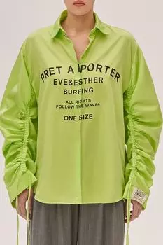 Рубашка хлопковая с рукавами на кулиске и принтом Pret-A-Porter EVE&ESTHER