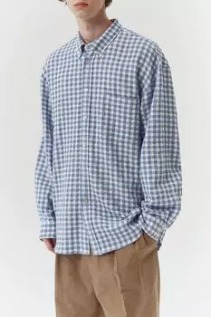 Рубашка хлопковая с воротником на пуговицах в клетку Dunst