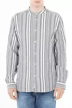 Рубашка хлопковая с воротником стойкой и принтом GRAND & HILLS