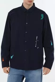 Рубашка хлопковая с вышитыми нашивками Desigual