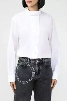 Рубашка хлопковая с закругленным воротником EMPORIO ARMANI