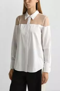 Рубашка хлопковая со вставкой из тюля HUGO