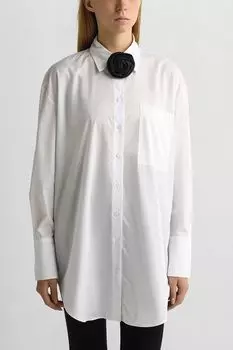 Рубашка хлопковая свободного кроя с цветком HUGO