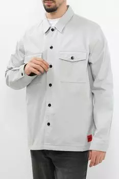 Рубашка хлопковая свободного кроя с карманами HUGO