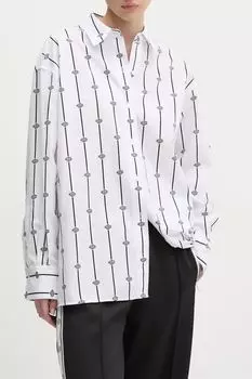 Рубашка хлопковая свободного кроя с принтом HUGO