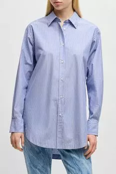 Рубашка хлопковая свободного кроя в полоску BOSS