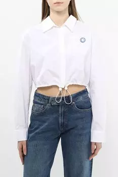 Рубашка хлопковая укороченная с кулиской на поясе HUGO BLUE