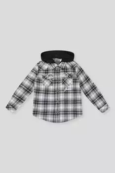 Рубашка хлопковая в клетку с капюшоном Guess