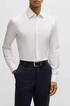 Рубашка хлопковая в мелкую полоску BOSS