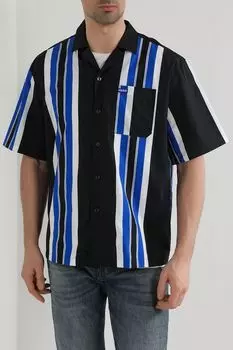 Рубашка хлопковая в полоску с карманом HUGO BLUE