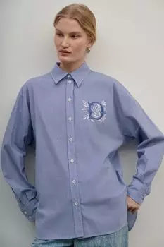 Рубашка хлопковая в полоску с вышивкой DREAMS by Alena Akhmadullina