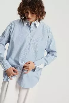 Рубашка хлопковая в полоску свободного кроя Nume