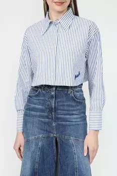 Рубашка хлопковая в полоску укороченная Pinko