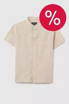 Рубашка из хлопка и льна с коротким рукавом в полоску OVS