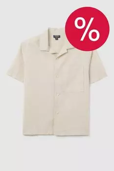 Рубашка из хлопка и льна с коротким рукавом OVS