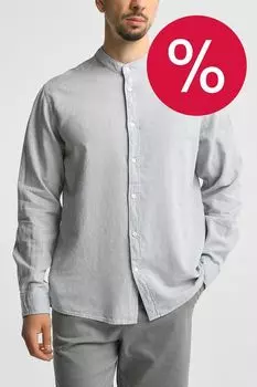 Рубашка из хлопка и льна с воротником стойкой PEPE JEANS
