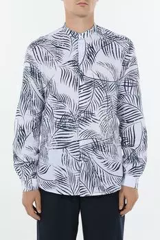 Рубашка из хлопка и льна с принтом Antony Morato