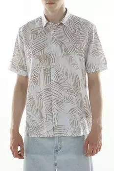 Рубашка из хлопка и льна с принтом Antony Morato