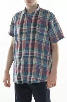 Рубашка из хлопка и льна с карманом в клетку LERROS