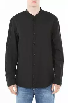 Рубашка из хлопка и льна с воротником стойкой GRAND & HILLS