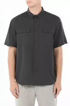 Рубашка из хлопка и льна с коротким рукавом GRAND & HILLS