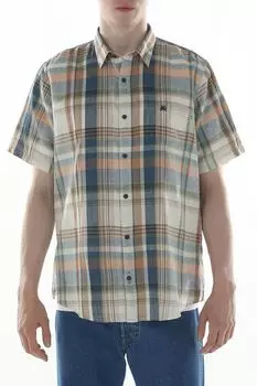 Рубашка из хлопка и льна с карманом в клетку LERROS