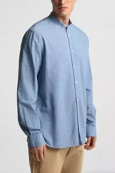 Рубашка из хлопка и льна с воротником стойкой GAS