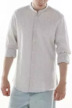 Рубашка из хлопка и льна в полоску Antony Morato