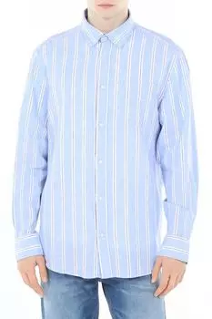 Рубашка из хлопка и льна в полоску Piombo