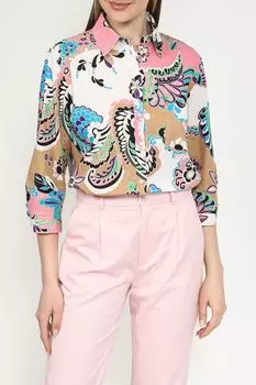 Рубашка из льна и хлопка с принтом Emme Marella