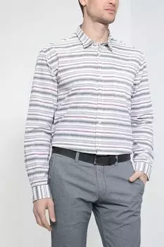 Рубашка из смеси хлопка и льна в полоску Esprit Casual