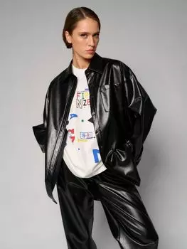 Рубашка кожаная свободного кроя ELEGANZZA