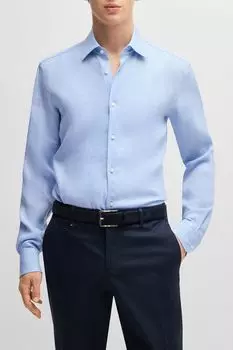 Рубашка льняная облегающего кроя BOSS