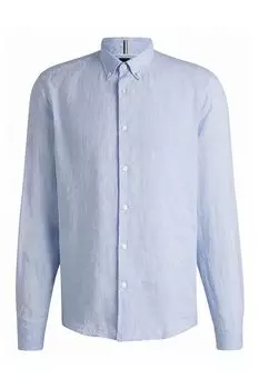 Рубашка льняная прямого кроя BOSS