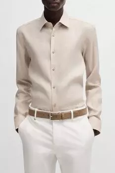 Рубашка льняная прямого кроя BOSS