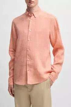 Рубашка льняная прямого кроя BOSS