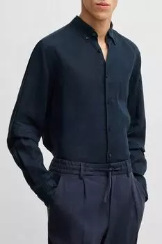 Рубашка льняная прямого кроя BOSS