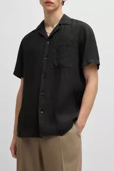 Рубашка льняная с коротким рукавом HUGO