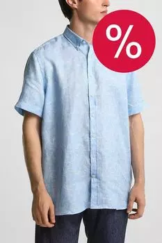 Рубашка льняная с коротким рукавом с принтом Bugatti