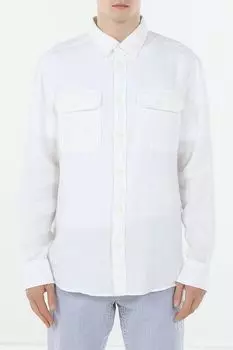 Рубашка льняная с накладными карманами Piombo