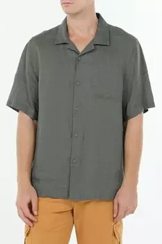 Рубашка льняная с отложным воротником и карманом Piombo