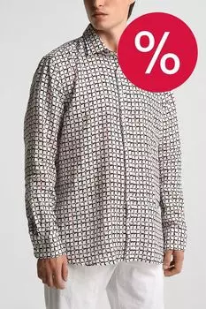 Рубашка льняная с принтом Bugatti