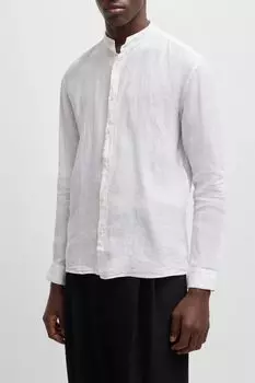 Рубашка льняная с воротником стойкой HUGO
